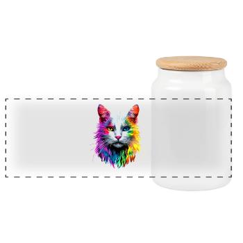 Angora Cat White Angora Cat Cute Angora Cats - Panoramic Cookie Jar with Wooden Lid - white - Front
