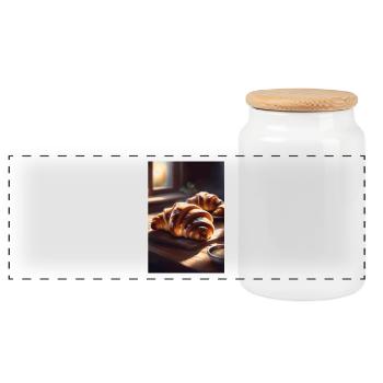Croissant - Boîte à biscuits avec couvercle en bois - blanc - Devant