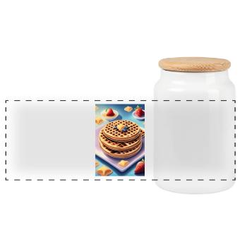 Gros tas de crêpes - Boîte à biscuits avec couvercle en bois - blanc - Devant