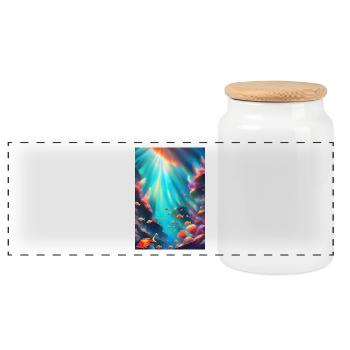 Underwater coral reef - Panoramic Cookie Jar with Wooden Lid - white - Front