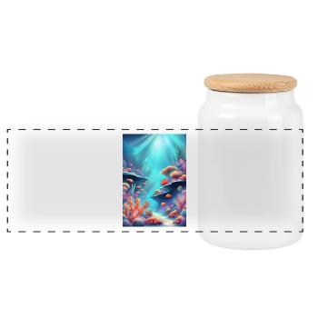 Coral reefs - Panoramic Cookie Jar with Wooden Lid - white - Front