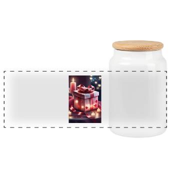 Schönes Geschenk - Panorama Keksdose mit Holzdeckel - Weiß - Vorne