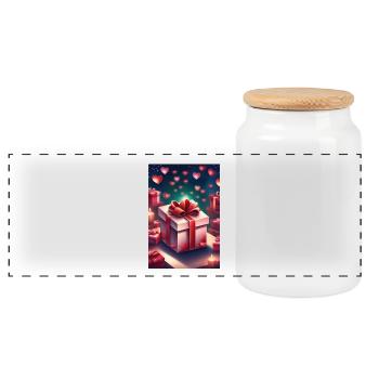 Geschenk voller Liebe - Panorama Keksdose mit Holzdeckel - Weiß - Vorne