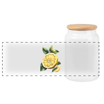A yellow lemon t shirt design - Panoramic Cookie Jar with Wooden Lid - white - Front