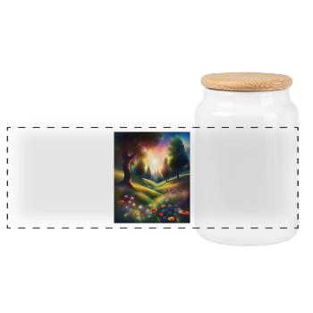 Wonderful forest graphic design - Panoramic Cookie Jar with Wooden Lid - white - Front