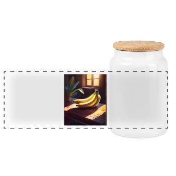 Leckere Bananen auf dem Tisch - Panorama Keksdose mit Holzdeckel - Weiß - Vorne
