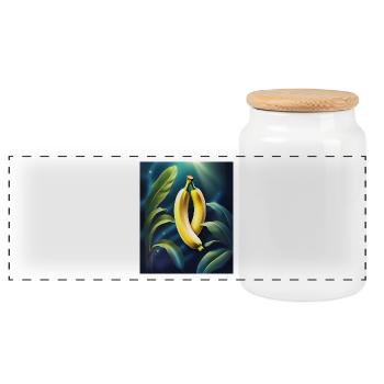 Cool looking banana design - Panoramic Cookie Jar with Wooden Lid - white - Front