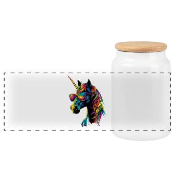 Licorne coloré arc-en-ciel chevaux chevauchant licornes - Boîte à biscuits avec couvercle en bois - blanc - Devant