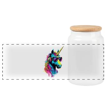 Licorne coloré arc-en-ciel chevaux chevauchant licornes - Boîte à biscuits avec couvercle en bois - blanc - Devant