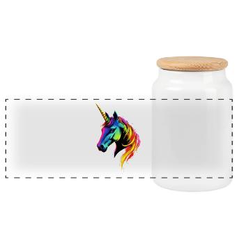 Licorne coloré arc-en-ciel chevaux chevauchant licornes - Boîte à biscuits avec couvercle en bois - blanc - Devant