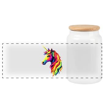 Licorne coloré arc-en-ciel chevaux chevauchant licornes - Boîte à biscuits avec couvercle en bois - blanc - Devant