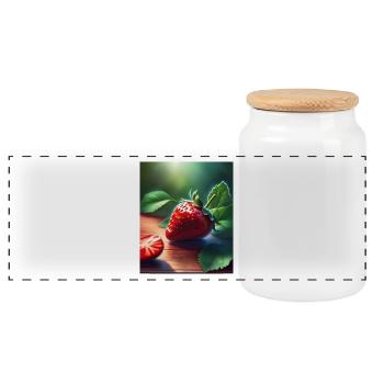 Fraise rouge juteuse - Boîte à biscuits avec couvercle en bois - blanc - Devant