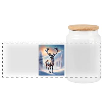 Renne d’hiver - Boîte à biscuits avec couvercle en bois - blanc - Devant