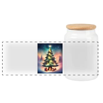 Weihnachtsbaum draußen - Panorama Keksdose mit Holzdeckel - Weiß - Vorne