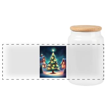 Santa Claus village - Panoramic Cookie Jar with Wooden Lid - white - Front