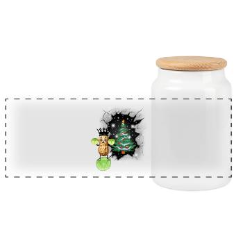 Winter Erdnuss Kohl König Gemüse Xmas Vegetarisch - Panorama Keksdose mit Holzdeckel - Weiß - Vorne
