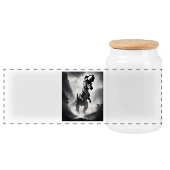 Conception cool du t-shirt tyrannosaurus rex - Boîte à biscuits avec couvercle en bois - blanc - Devant
