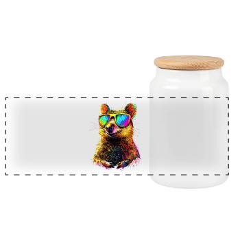 Quokka Sonnenbrille Regenbogen Australien Quokkas - Panorama Keksdose mit Holzdeckel - Weiß - Vorne