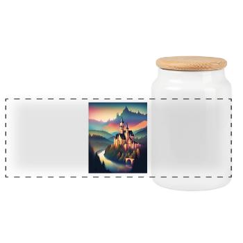 A castle in Romania - Panoramic Cookie Jar with Wooden Lid - white - Front