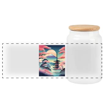 Belle vue japonaise - Boîte à biscuits avec couvercle en bois - blanc - Devant