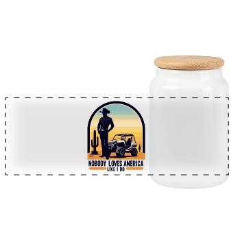 Amoureux de l’Amérique - Boîte à biscuits avec couvercle en bois - blanc - Devant