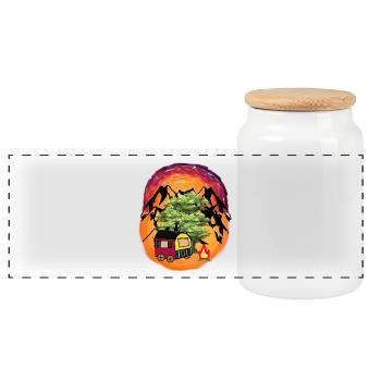 Construction Trailer Adventure Expedition Mountain Nature - Panoramic Cookie Jar with Wooden Lid - white - Front