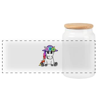 Licorne Fille Enfant Enfants Licornes Bébé - Boîte à biscuits avec couvercle en bois - blanc - Devant