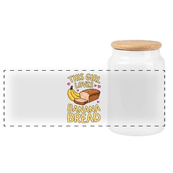 Bananenbrot Spruch Lustiges Bananenbrot Geschenk - Panorama Keksdose mit Holzdeckel - Weiß - Vorne