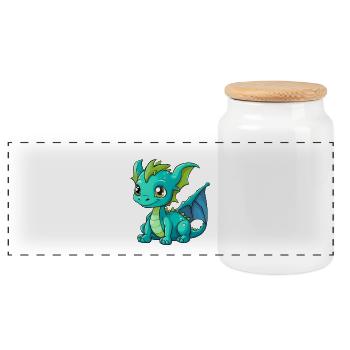 Dragon Dragon Child Kids Baby Dinos - Panoramic Cookie Jar with Wooden Lid - white - Front