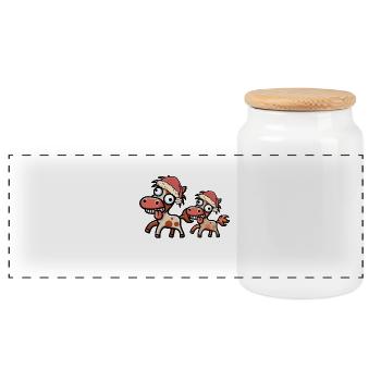 Père Noël Père Noël Chevaux Pderd Crazy - Boîte à biscuits avec couvercle en bois - blanc - Devant