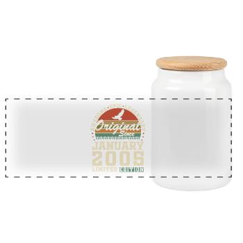 20 Ans Cadeau D'anniversaire Nées En Janvier 2005 - Boîte à biscuits avec couvercle en bois - blanc - Devant