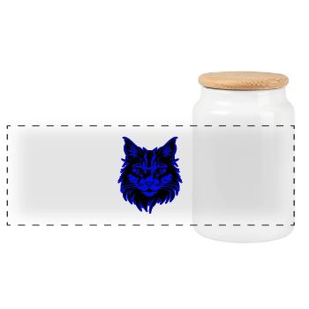 Tête de chat Chat - Boîte à biscuits avec couvercle en bois - blanc - Devant