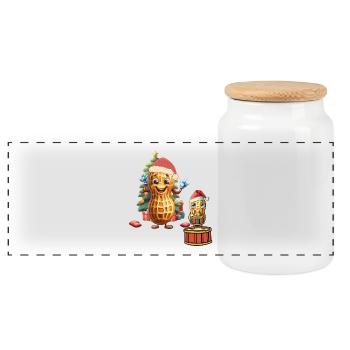 Cacahuète Noël Noël Père Noël - Boîte à biscuits avec couvercle en bois - blanc - Devant
