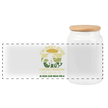 Cycling In My Head I'm On My Bike Humor - Panoramic Cookie Jar with Wooden Lid - white - Front