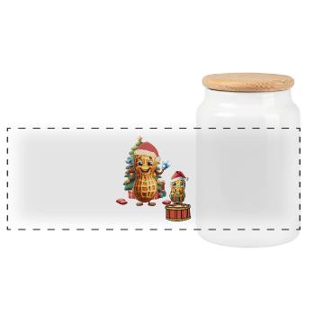 Erdnuss Christmas Weihnachten Xmas Nuss Kinder - Panorama Keksdose mit Holzdeckel - Weiß - Vorne