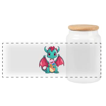 Kind Kinder Baby Drache Drachen Sommer Eiscrem - Panorama Keksdose mit Holzdeckel - Weiß - Vorne
