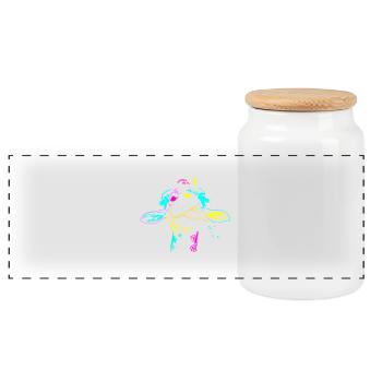 Summer Giraffe Giraffes Child Kids Zoo - Panoramic Cookie Jar with Wooden Lid - white - Front