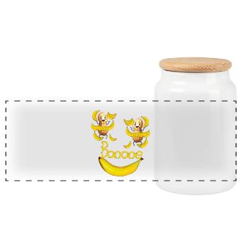 Happy Dancing Dance Banana Fruit Fruit Children - Panoramic Cookie Jar with Wooden Lid - white - Front