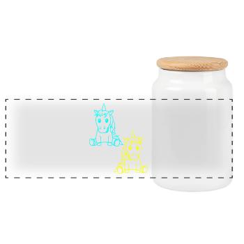 Unicorn Retro Vintage 80s 90s Unicorns Horse - Panoramic Cookie Jar with Wooden Lid - white - Front