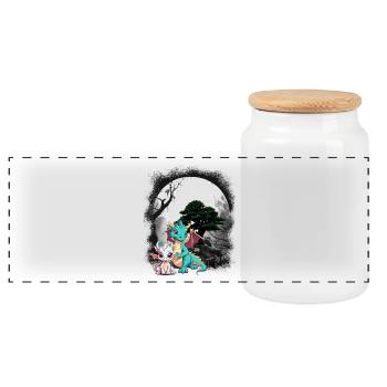 Dragon Dragon Enfant Enfants Conte de fées Dinos - Boîte à biscuits avec couvercle en bois - blanc - Devant