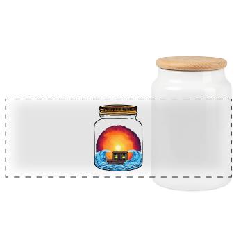 Boat Boats Ship Ships - Panoramic Cookie Jar with Wooden Lid - white - Front