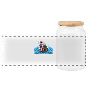 Bateau maison maritime cacahuète marin mer phare - Boîte à biscuits avec couvercle en bois - blanc - Devant