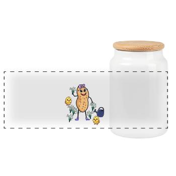 Jardin de perce-neige printanier de cacahuète - Boîte à biscuits avec couvercle en bois - blanc - Devant