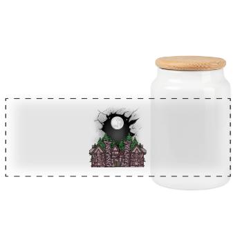 Château médiéval forteresse enfants enfant conte de fées - Boîte à biscuits avec couvercle en bois - blanc - Devant