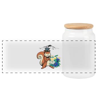 Squirrel Children Child Mountains Austria Tyrol - Panoramic Cookie Jar with Wooden Lid - white - Front