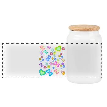 Printemps Été Enfants Enfant Bébé Papillons - Boîte à biscuits avec couvercle en bois - blanc - Devant