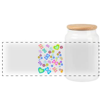 Retro Vintage Spring Summer 80s 90s Insect - Panoramic Cookie Jar with Wooden Lid - white - Front