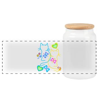 Printemps Chats Rétro Années 80 Années 90 Vintage Chats - Boîte à biscuits avec couvercle en bois - blanc - Devant