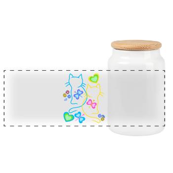 Chat Chats Chaton Enfants Enfant Bébé Printemps - Boîte à biscuits avec couvercle en bois - blanc - Devant