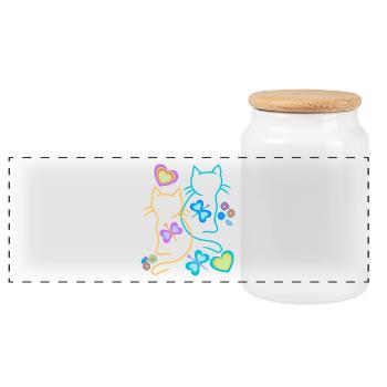 Chat Chats Chaton - Boîte à biscuits avec couvercle en bois - blanc - Devant